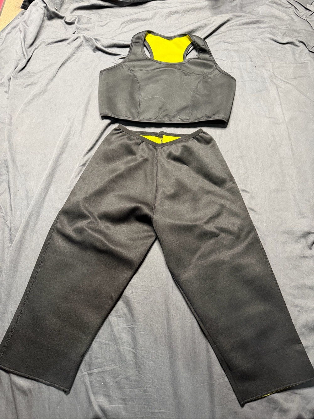 Women’s Black Capri Neoprene Pants with Yellow Accent